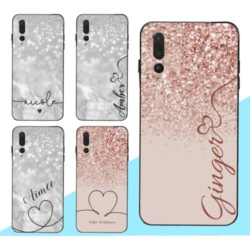 PERSONALISED Glitter name initials Case For Huawei P20 P30 Pro P10 P40 Lite Mate 10 Lite 20 30 Pro P Smart 2019 Z Cover