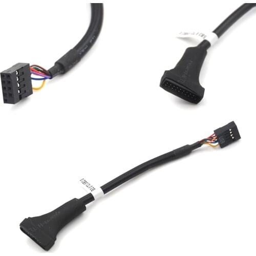 Black USB 2.0 To USB 3.0 Cable USB 2.0 9 Pin Header Male To Motherboard USB 3.0 20pin Housing Female 10cm Cable 1PCS