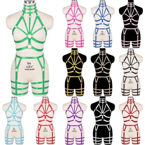 Women Harness Bra Erotic Lingerie Light Sexy Gothic Body Harness Thigh Bands Garter Rave Body Bdsm Womens Underwear Plus Size