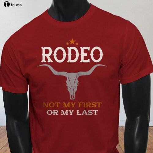 New Spring High-Elastic Cotton Not My First Rodeo Bull Skull Cowboy Texas Funny Mens Red T-Shirt Summer T-Shirt