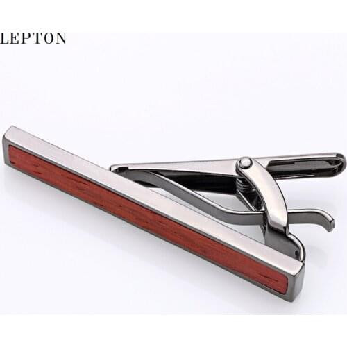 Hot Sale Tie Clips Bar Wood For Mens Tie clips Low-key Luxury High quality Red Rosewood Men Business Wedding Tie Clip&Cuff links