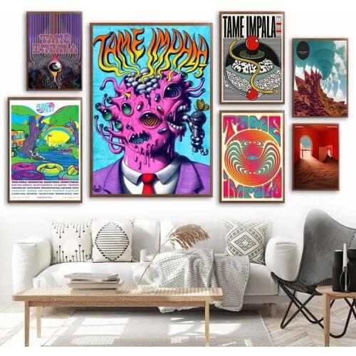 Rock Music Band Tour Art Canvas Painting Wall Stickers Tame Impala Psychedelic Poster Prints Bar Pub Club Living Room Home Decor