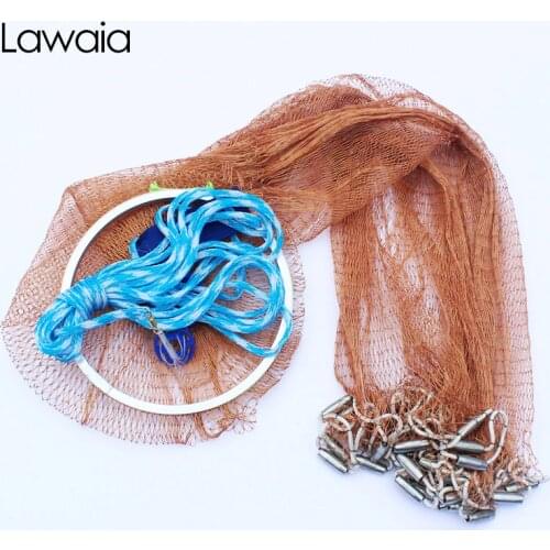Lawaia USA Casting Net 2.4M-7.2M With Sinker Outdoor Water Sports Hand Throw Network Small Mesh Hand Throw Landing Fish Net Tool