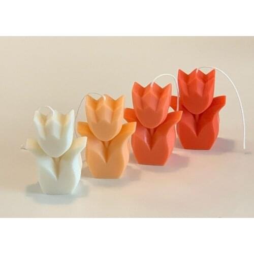 Korean Style 3d Tulip Flower Shape Candle Silicone Mold Diy Decorative Candle Making Moulds Tulip Aromatherapy Wax Mould