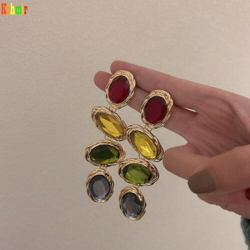 Kshmir New candy color exaggerated earrings temperament fashion color acrylic long earrings girls jewelry 2021
