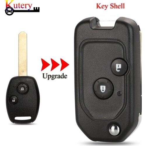 Kutery Upgrade Folding Car Key Shell For Honda CRV Fit Accord Civic Pilot 2Buttons With Uncut Blade Blank Remote Key Case Cover