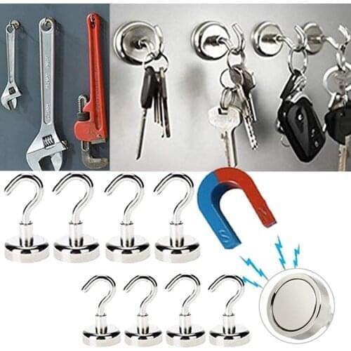 D12/D16mm Magnetic Hook Strong Permanent Neodymium Magnets Hooks Heavy Duty Wall Bracket Support Key Coat Cup Hanging Hanger #20