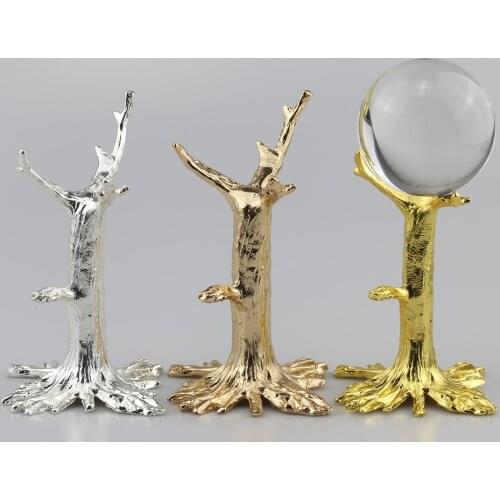 Metal Display Stand Crystal Glass Lens Ball Large Divination Photography Lensball Base 60 80 100mm Big Magic Sphere Globe Holder