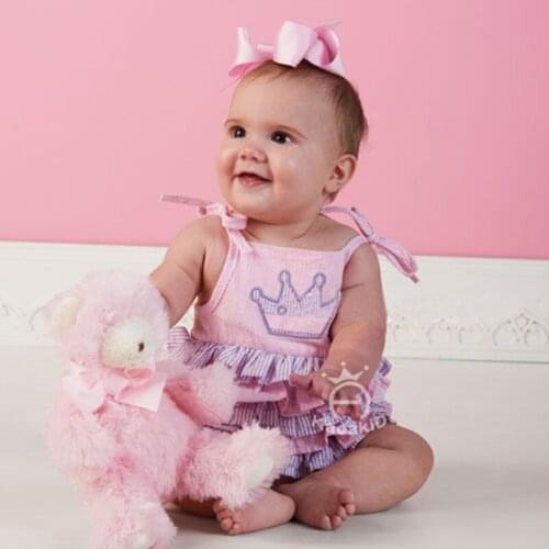 Lovely girls braces skirt crown cartoon purple dress infant toddler kids piece clothes summer sleveless pink babysuits dress