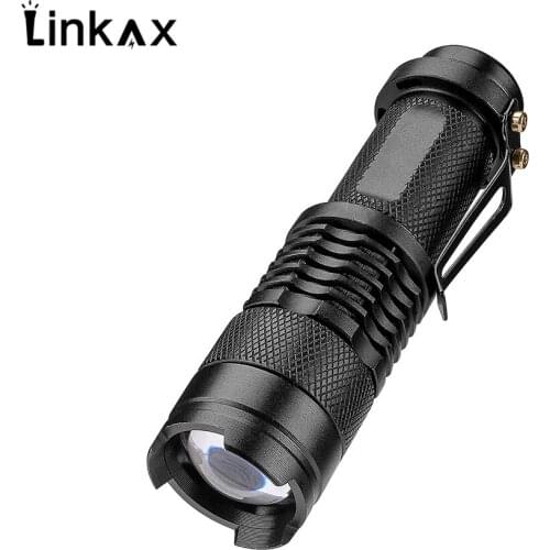 Mini LED Tactical Flashlight Red Warning Night Safety Light 3 Modes Zoomable LED Torch Flashlight Lamp Linternas AA/14500