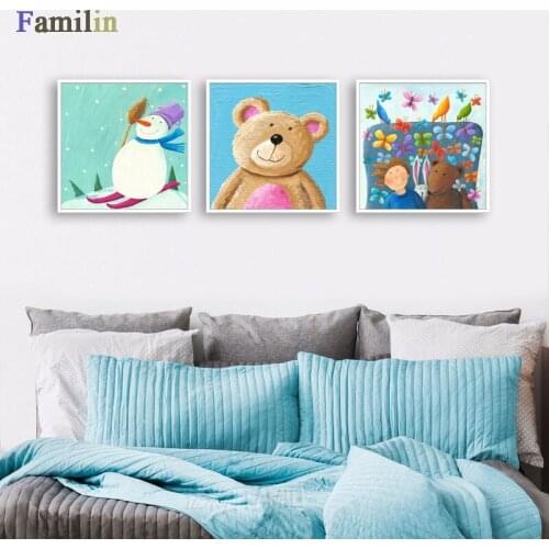 Cartoon Baby Happy Paradise Painting Children Dream Canvas Art Print Poster Kawaii Wall Picture For Kids Room Decor Gift