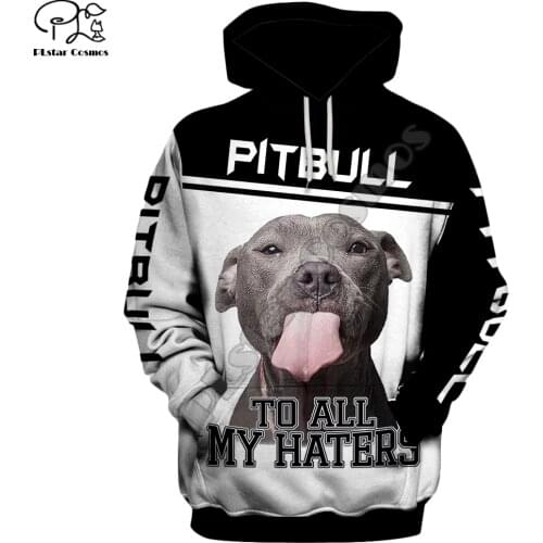 Mens Funny pit bull 3d print New hoodies long sleeve Sweatshirts women pullover tracksuit hoody spring outwear AH