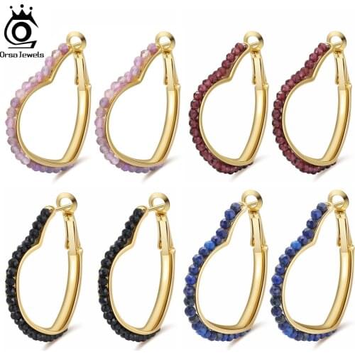 ORSA JEWELS Luxury 925 Full Zircon Hoop Earrings For Women 26 MM Sterling Silver Round Earrings Hyperbole Fashion Jewelry SE220