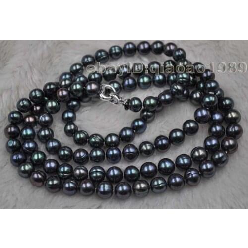 45 inch 10mm black cultured fresh water pearl necklace