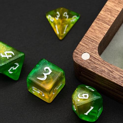 Poludie 7 Pcs/Set DND Dice Set D4 D6 D8 D10 D% D12 D20 Sickle font Polyhedral Dice for Role Playing Board Game D&D RPG MTG Dice