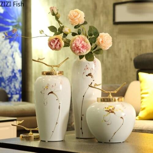 Modern European Ceramic Vases Decoration Living Room Dining Table Luxury Small Fresh Furnishings Floral Flower Vases Home Decor