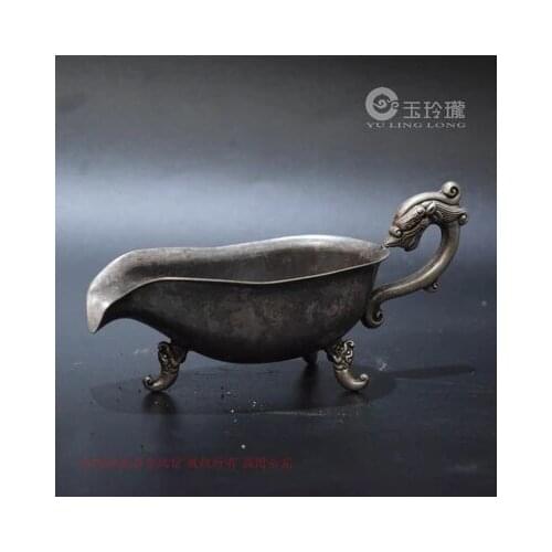 Bronze lead, three feet cup, antique old silver cup