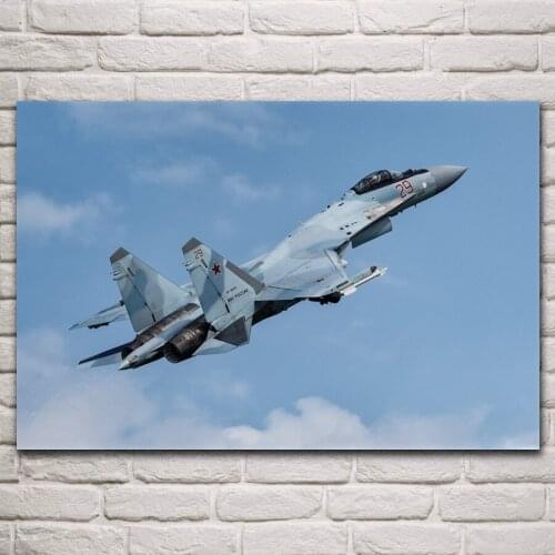Su 35s super flanker russian fighter military aircraft artwork living room home wall art decor wood frame fabric poster KN896