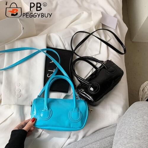 Shoulder Underarm Bags for Ladies PU Leather Solid Patent leather Design Handbags Fashion Zipper Top-Handle Handbags