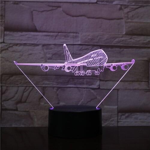 LED Night Light Touch Switch USB 3D Table Lamp Airplane Nightlight Bluetooth Base Kids Room Birthday Party Decoration Cool Gift