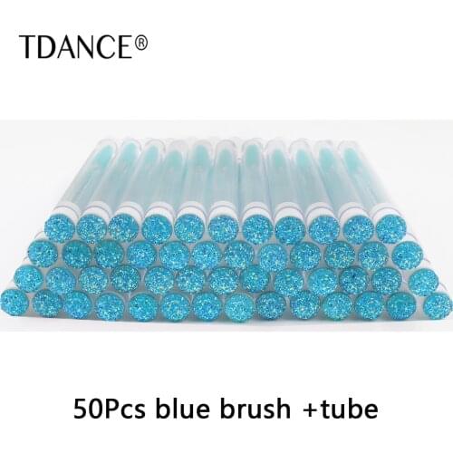 TDANCE 50pcs Disposable Eyelash Brushes with Diamond Reusable Eyebrow Brush Tube Replaceable Dust-proof Convenient Carry Makeup