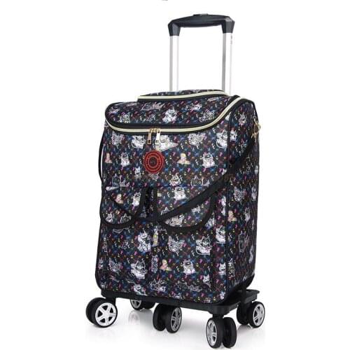 Home Grocery Cart Hand Car Artifact Portable Folding Lightweight 6 Wheel Aircraft Wheel Shopping Trailer Shopping Bag Trolley