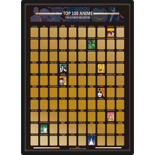 Top 100 Anime Scratch Off Poster Phot Decoration Smooth Movie Enthusiast Bucket List for Anime Lovers Teenager Precious Gift