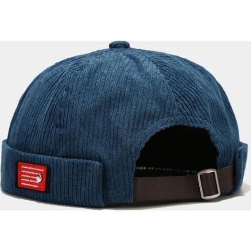 LDSLYJR Vintage Docker Cap Brimless Hat Breathable Beanie Hats corduroy Adjustable Solid Landlord Sailor Cap Men and Women 04