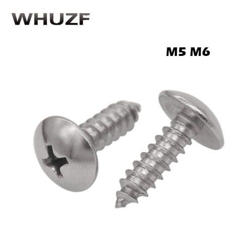 50PCS M5 M6 Stainless Steel 304 Large Flat Head Self Tapping Screws / Umbrella Head Self-tapping screws Bolt