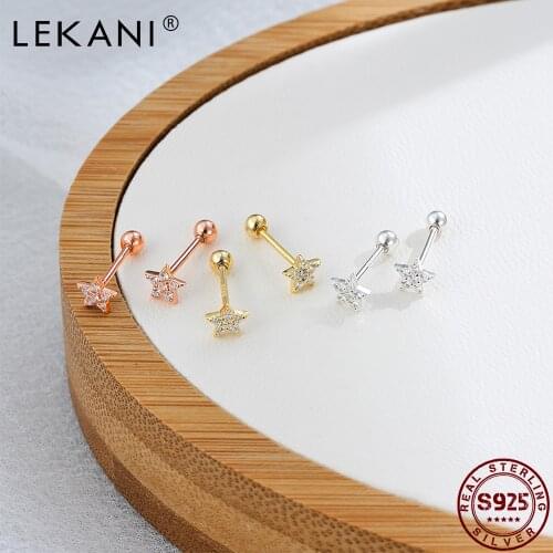 925 Sterling Silver 2021 New Stud Earrings For Women Cubic Zirconia Geometric Tricolor Small Earring Fine Jewelry souvenir Gift