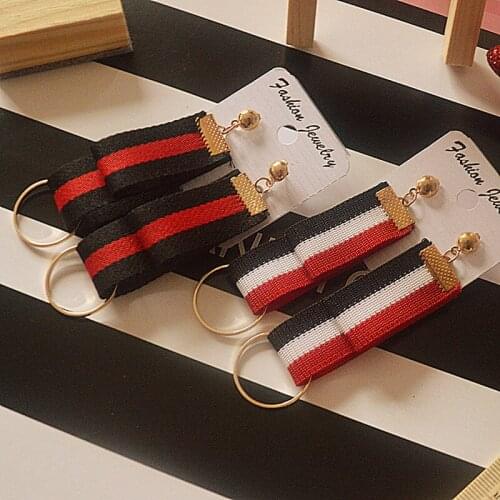 Korean Fashion Stripe Ribbon Earrings Women Eardrop Simple Joker Girls Brincos Kpop Boho Bijoux Dangle Jewelry