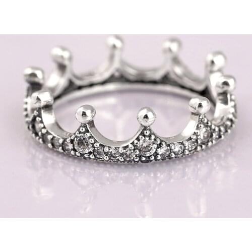 Original Enchanted Crown With Crystal Rings For Women 925 Sterling Silver Ring Wedding Party Gift Europe Jewelry