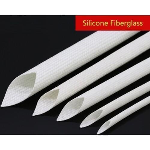 1mm Silicone Fiberglass Sleeving Flame-resistant Wire Silicone Resin Insulated Protection Tube (White)-3/ 5/10Meters