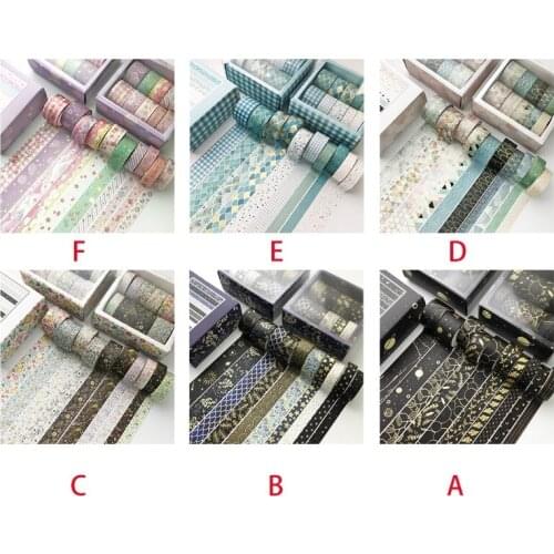 10 Pcs/Set Black Gold Washi Tape Vintage GaIaxy Masking Tape Cute Decorative Adhesive Tape Sticker Scrapbooking Diary Stationery