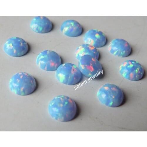 100pcs/lot OP26 Cornflower Blue Fire Opal 5mm Round Opal Synthetic Round Cabochon Opal Round Opal Cabochon Stone