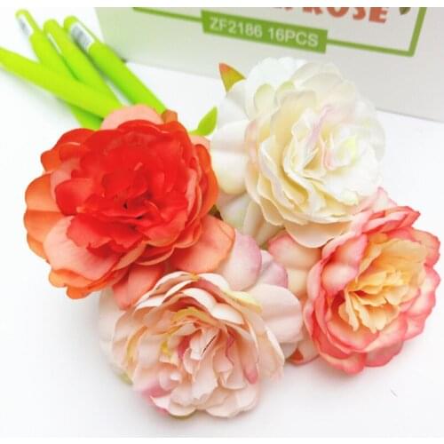 16PCS Rose Silica Gel Pen Plastic Rose Quick-Drying Pen Prizes Kawaii School Supplies Stationery