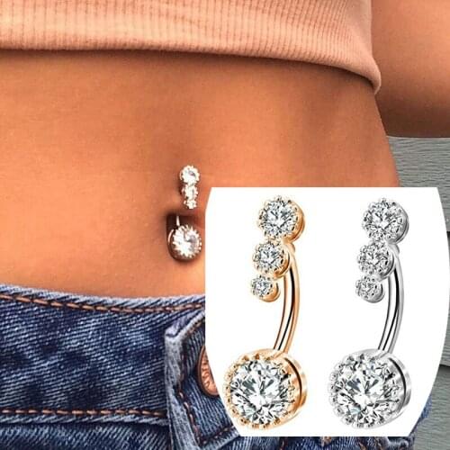 2pcs/set Crystal Navel Ring Barbell Drop Dangle Body Piercing Nombril Ombligo Belly Button Rings Men Women Body Jewelry
