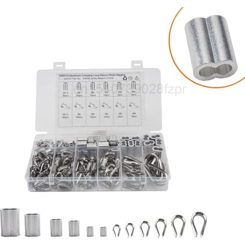 240 Boxes - 6 Specifications of Stainless Steel 304 Steel Wire Rope Chicken Heart Ring with 8-hole Aluminum Sleeve