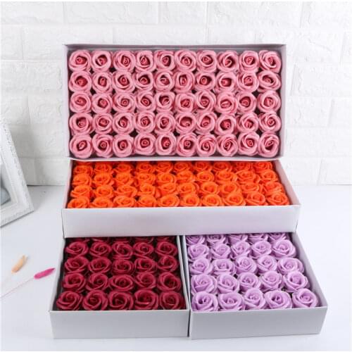 50PCS/Box Artificial Rose Soap Flower 4-layer Wedding Party Christmas Decoration Valentiness Day DIY Decor Accessories