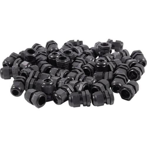 50 x Black Plastic Waterproof Connector PG11 5-10mm Diameter Cable Gland