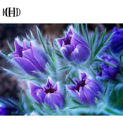 Diy diamond embroidery gooseneck purple flower round diamond cross stitch diamond embroidery tulip mosaic crystal needle gift