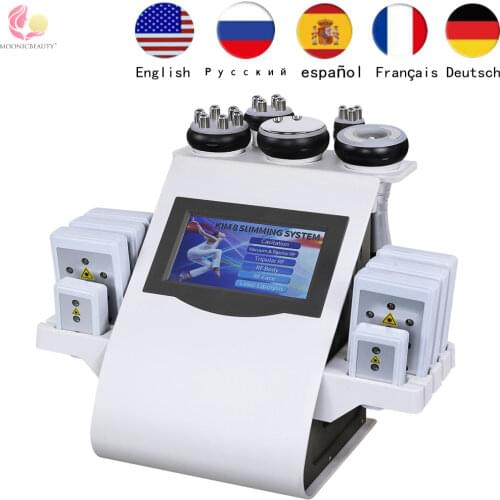 2021 New Arrival 6 In 1 40K Ultrasonic Cavitation Vacuum Radio Frequency Laser 8 Pads lipo Laser Slimming Machine for home use