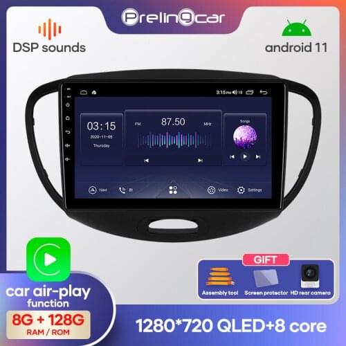 Prelingcar Android10.0 DSP NO 2 din DVD Car Radio Multimedia Video Player GPS Navigation For HYUNDAI I10 2007 08 09 10 11 12 13