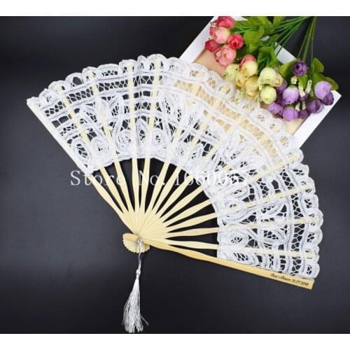 White/Beige Bride Hand Folding Fan Handmade Cotton Lace Hand Fan Victorian Lace Craft Fan Wedding Party Decoration