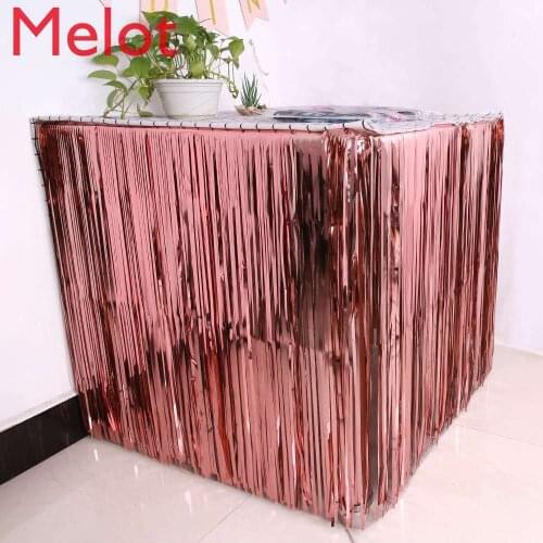 100x200cm Glitter Table Skirt Metal Party Decoration Supplies Hawaii Party Decoration Aluminum Foil Wedding Decoration
