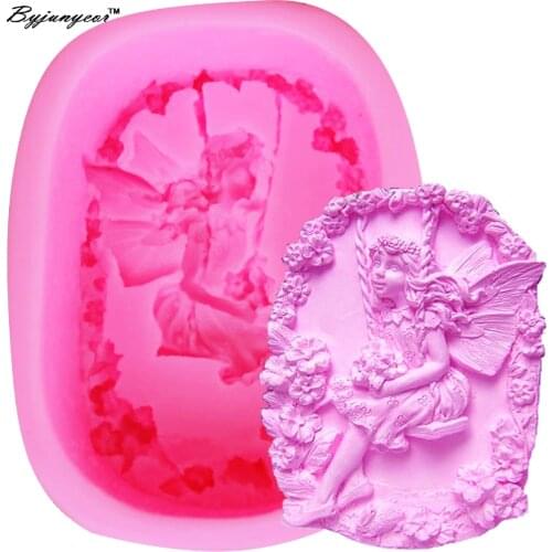 Byjunyeor S072 Angel UV Resin Silicone Mold Fondant Chocolate Candy Crystal Epoxy Clay Plaster Concrete Candle Soap Moulds