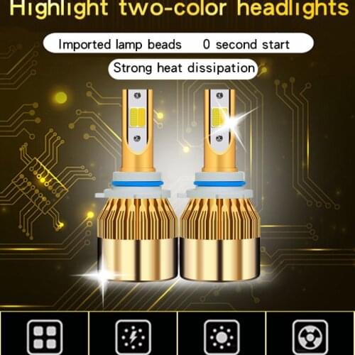 C6 two-color LED headlight far and near integrated yellow and white double light super bright headlight far and near light