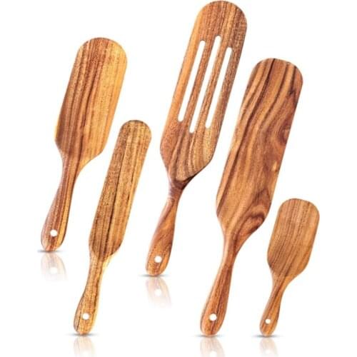 Wooden Spatula Handmade Cookware Kitchen Utensils-Heat Resistant for Stirring, Mixing, Serving. Great Gift 5 Pack