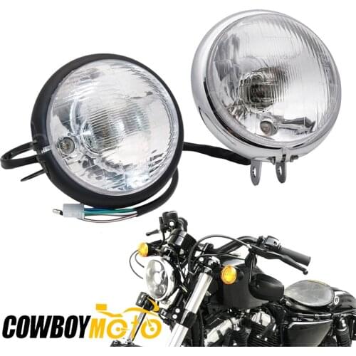 6" Motorcycle Round Front Light Headlight High Low Beam Halogen Lamp Bulb Headlamp For Honda Yamaha Harley Custom Cafe Racer