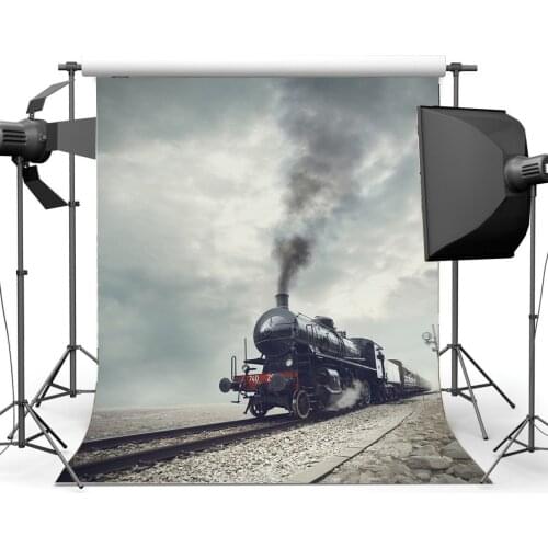 Photography Backdrop Locomotive Vintage Train Railroad Tracks Nature Travel Backdrops
